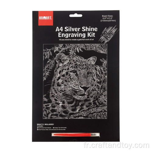 Kit de gravure en papier d&#39;aluminium argenté A4